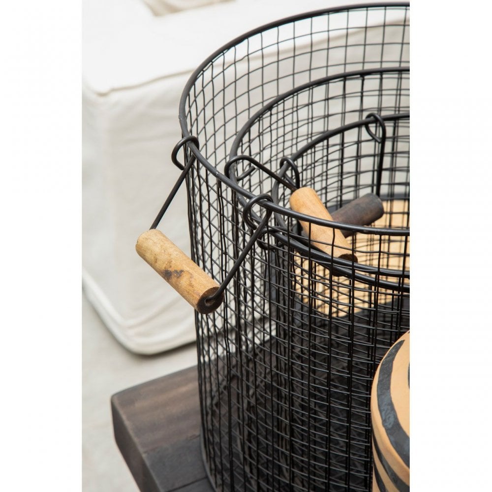 Black Wire Storage Baskets – Set Of 3
