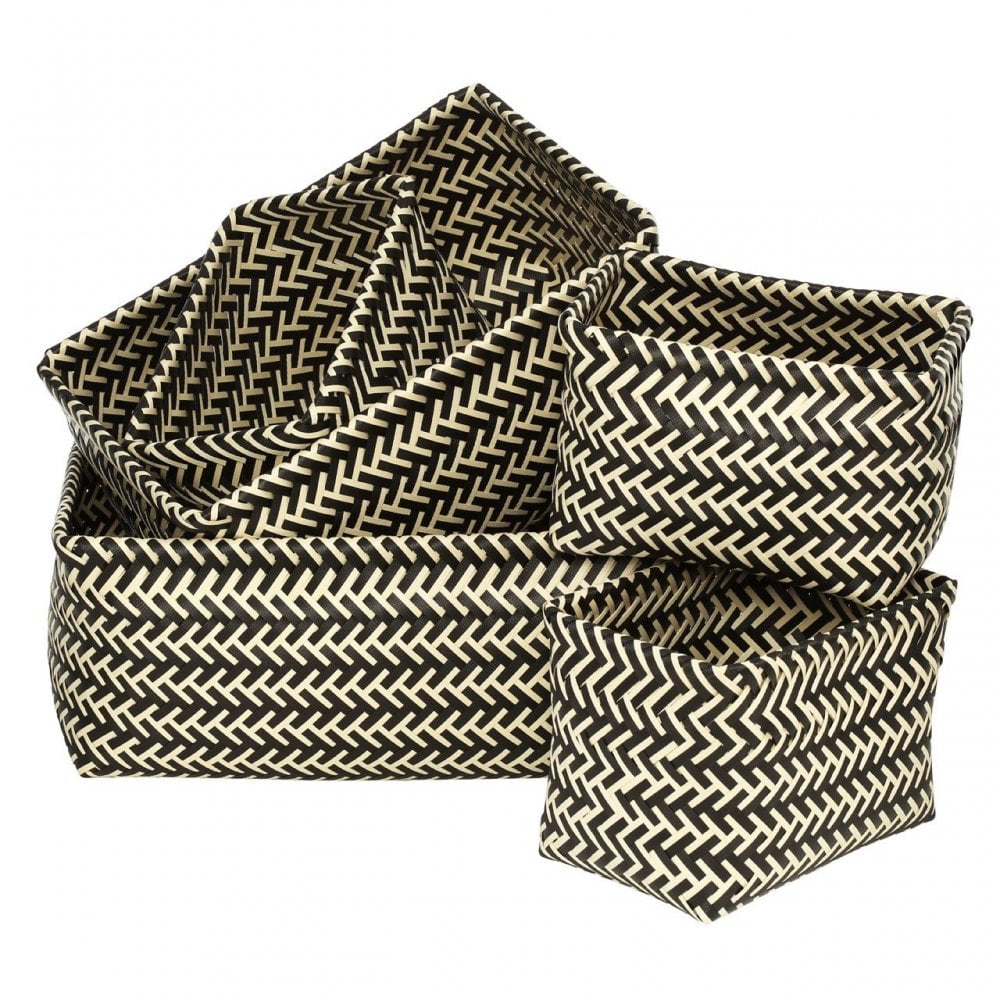Black/White Woven Storage Baskets