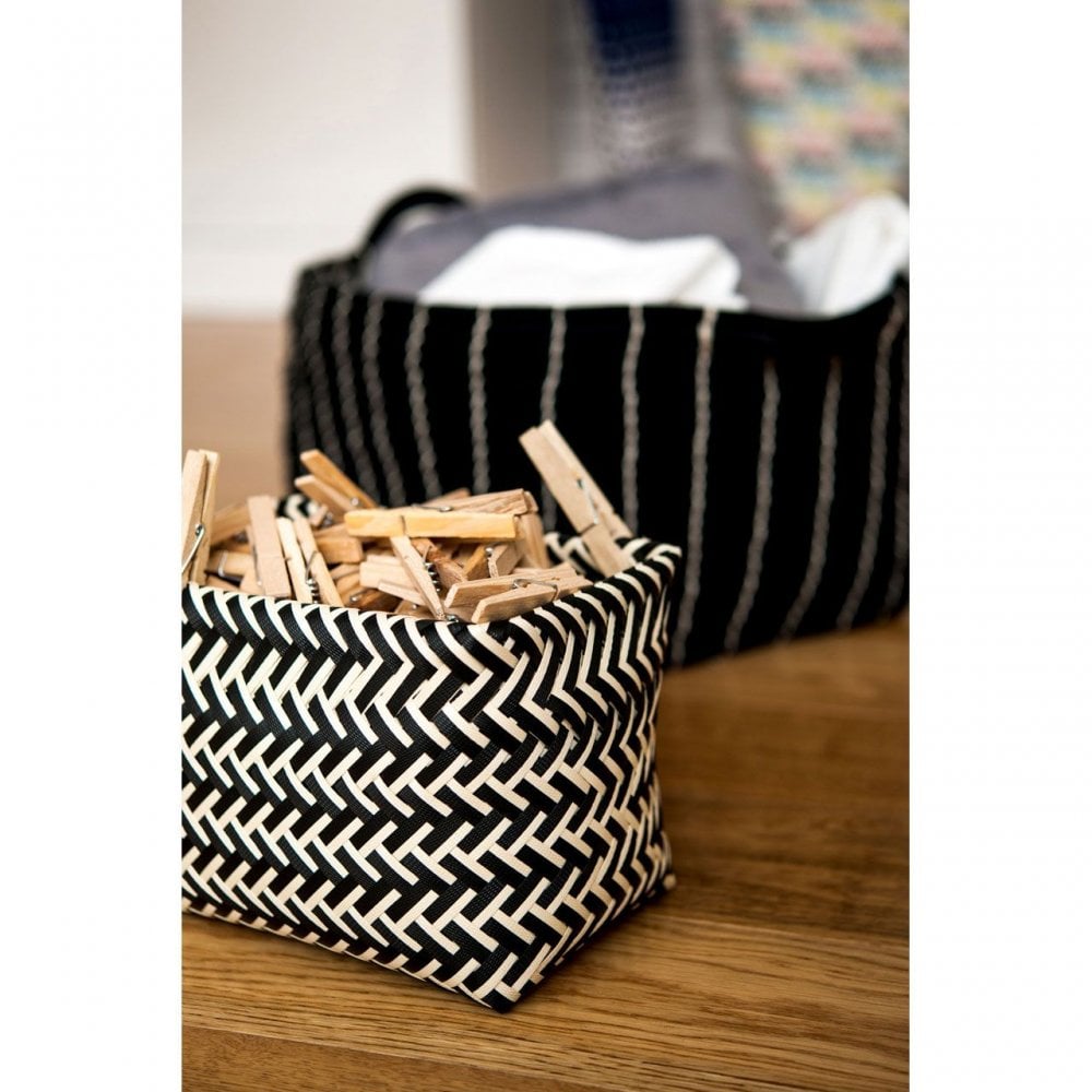 Black/White Woven Storage Baskets