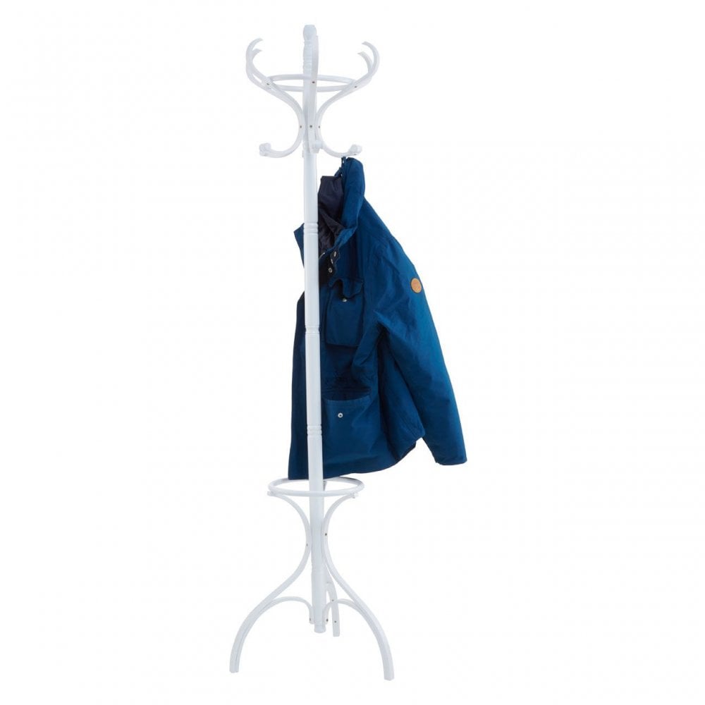 White Finish Floor Standing Coat Stand