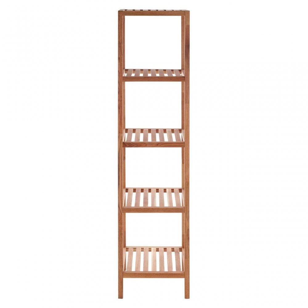 5 Tier Walnut Wood Bathroom Shelf Unit