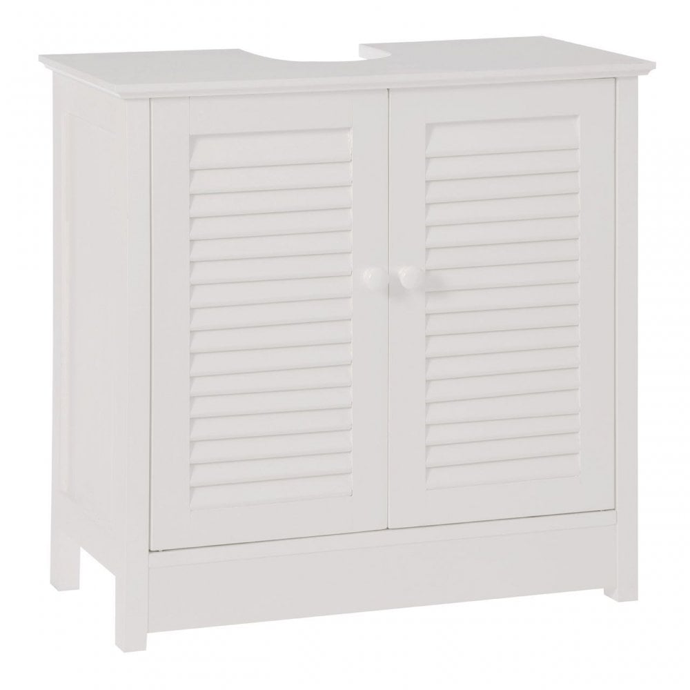 White Wood Under Sink Bathroom Cabinet