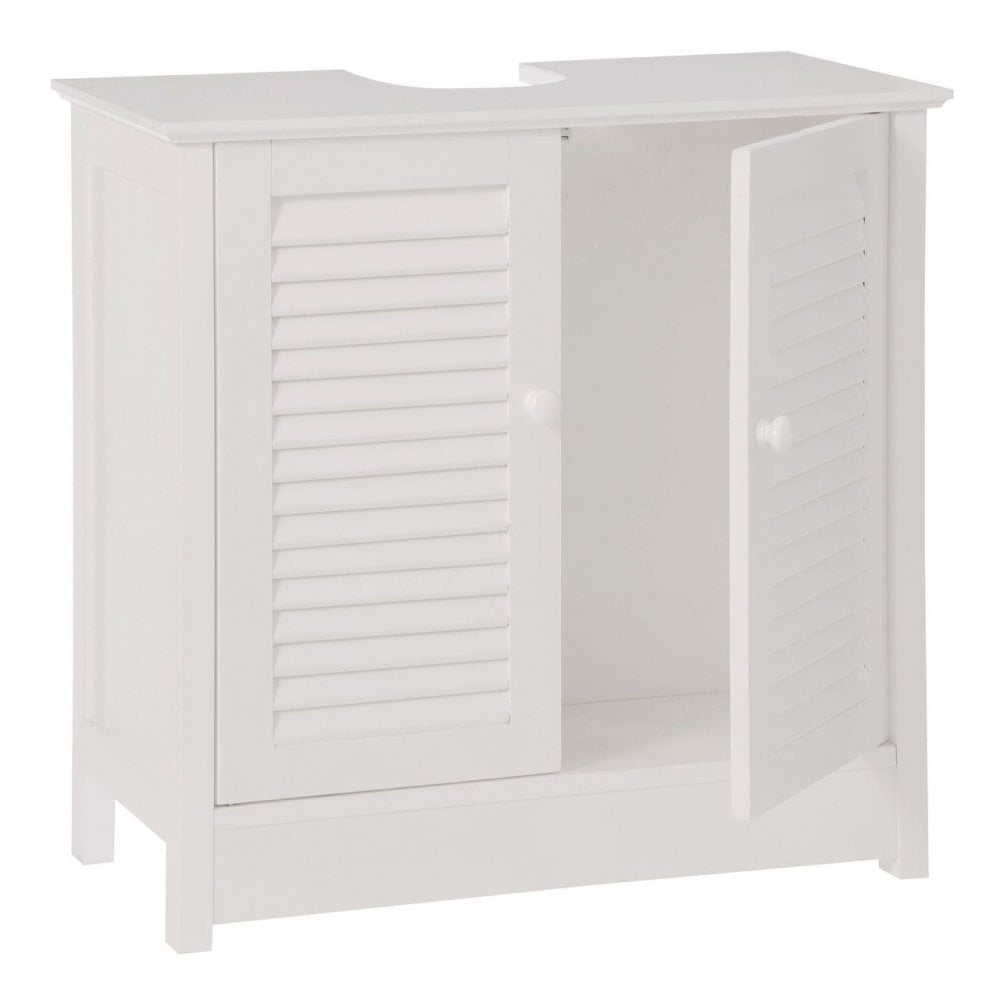 White Wood Under Sink Bathroom Cabinet