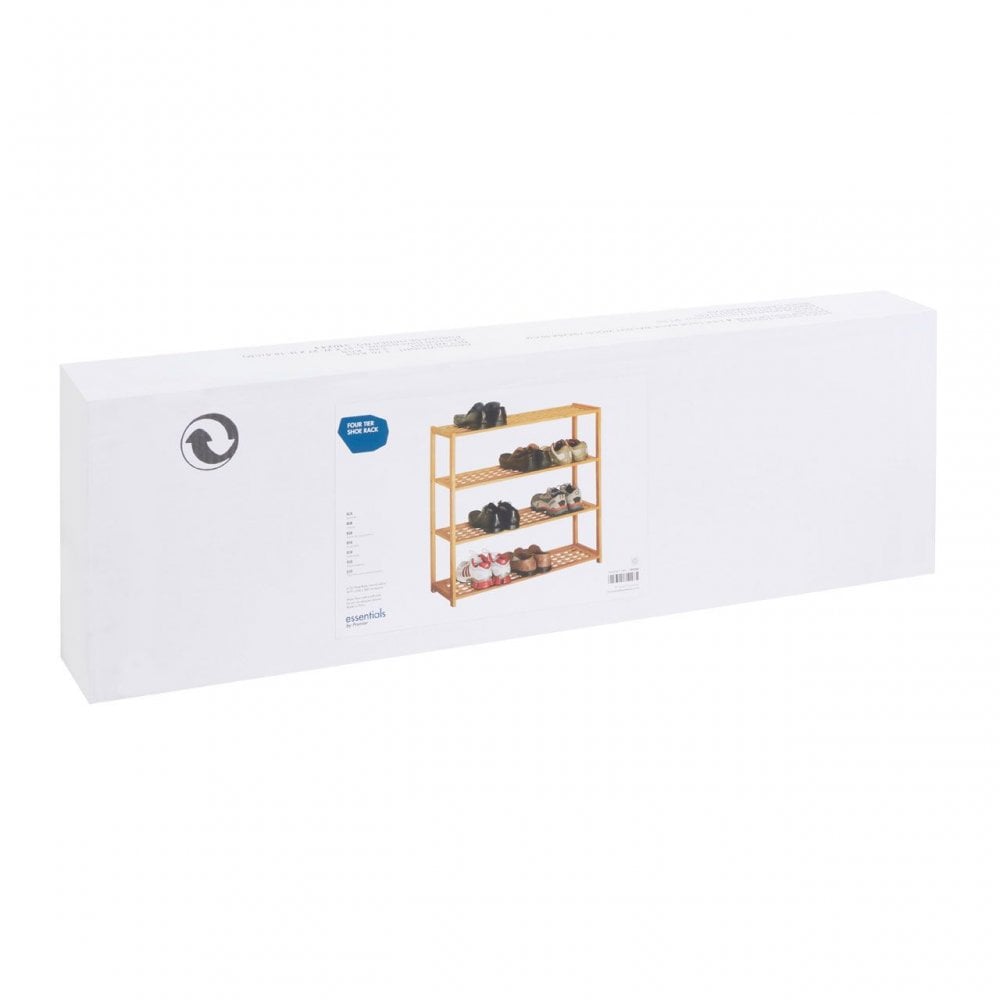 Natural Walnut 4 Tier Shoe Rack