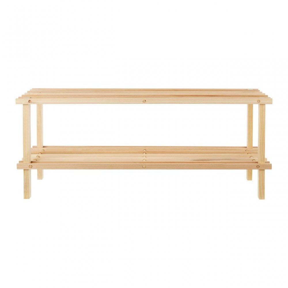 Natural And Cedar Wood 2 Tier Shoe Rack