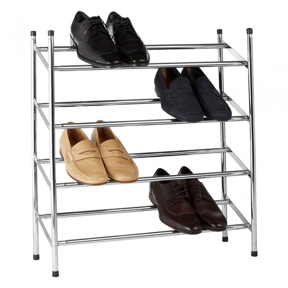 Extendable Chrome Frame 4 Tier Shoe Rack