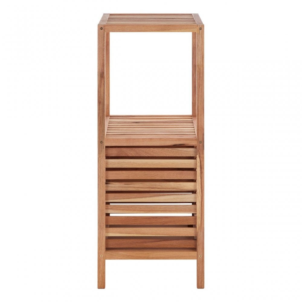 2 Tier Walnut Wood Bathroom Shelf Unit
