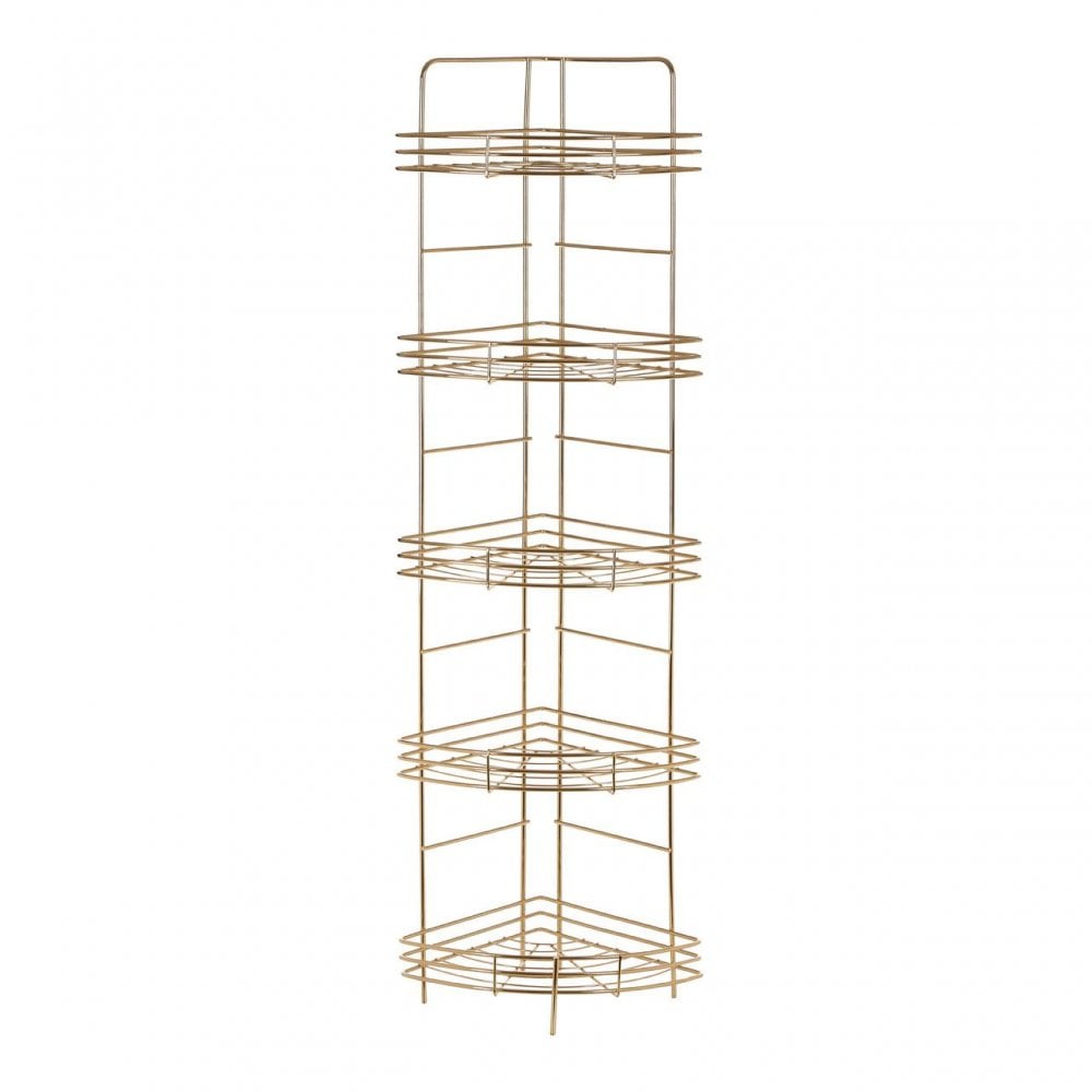 5 Tier Gold Finish Corner Storage Rack