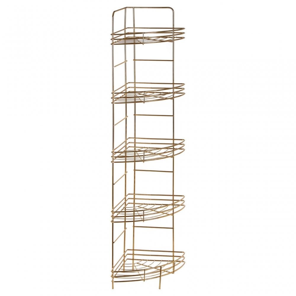 5 Tier Gold Finish Corner Storage Rack
