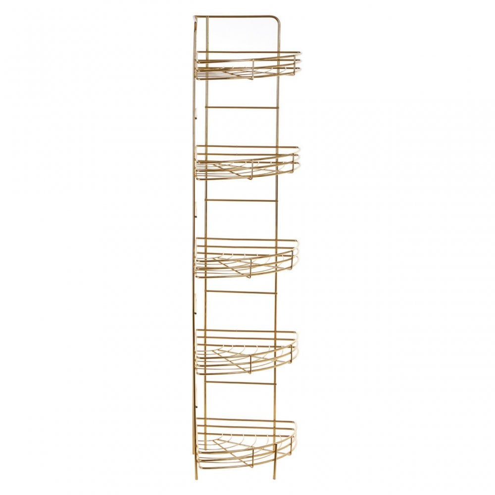 5 Tier Gold Finish Corner Storage Rack