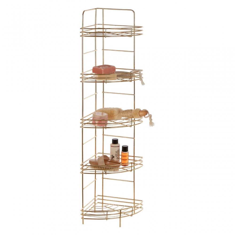 5 Tier Gold Finish Corner Storage Rack