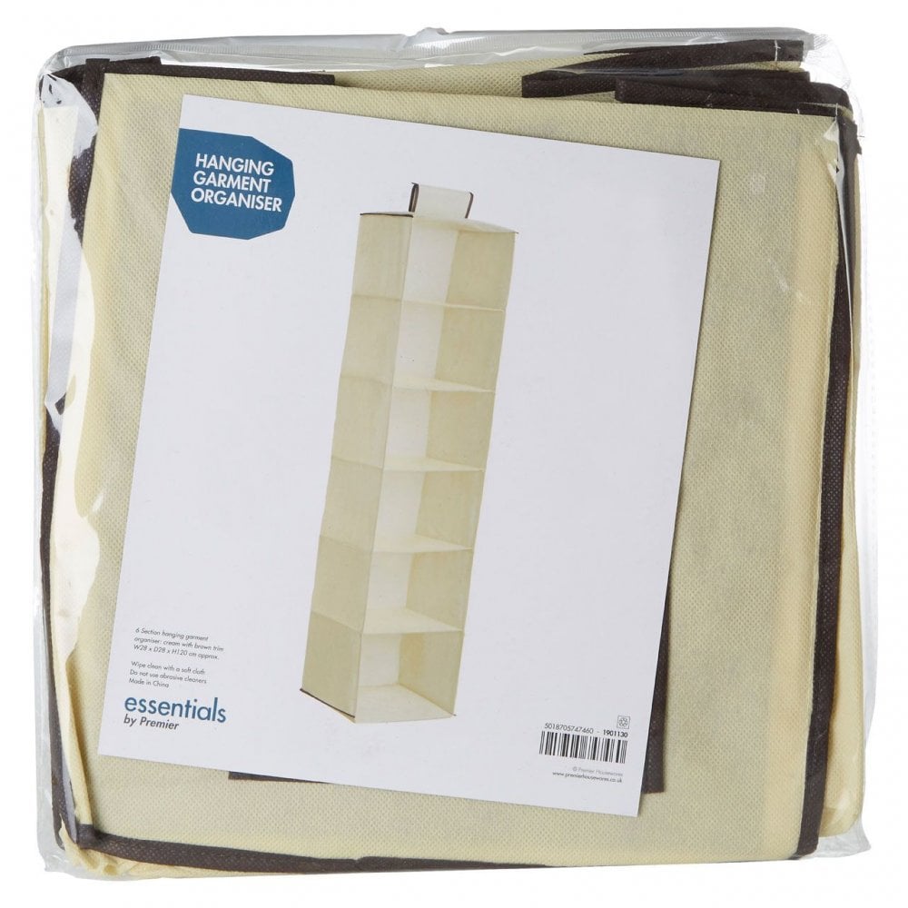 6 Section Cream Hanging Garment Organiser