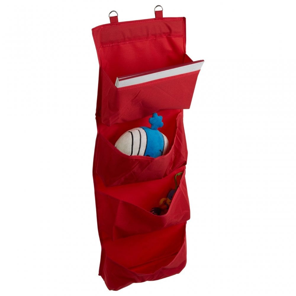 Over Door Red 4 Tier Hanging Organiser