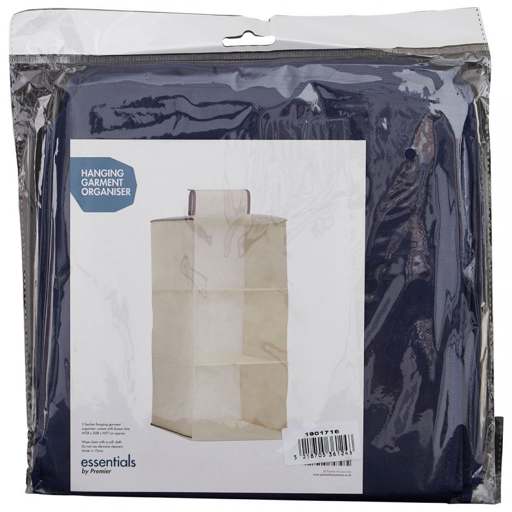 3 Sections Blue Hanging Garment Organiser