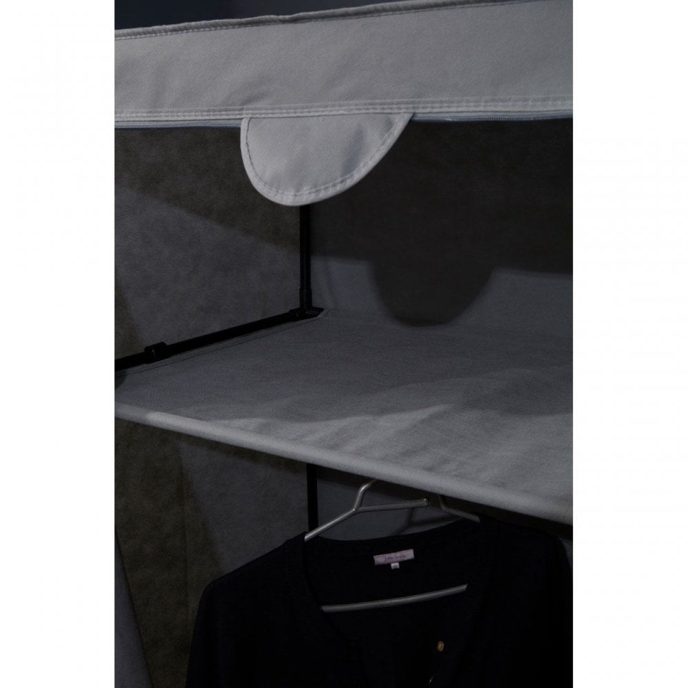 Grey And White Fabric Wardrobe With Shelf
