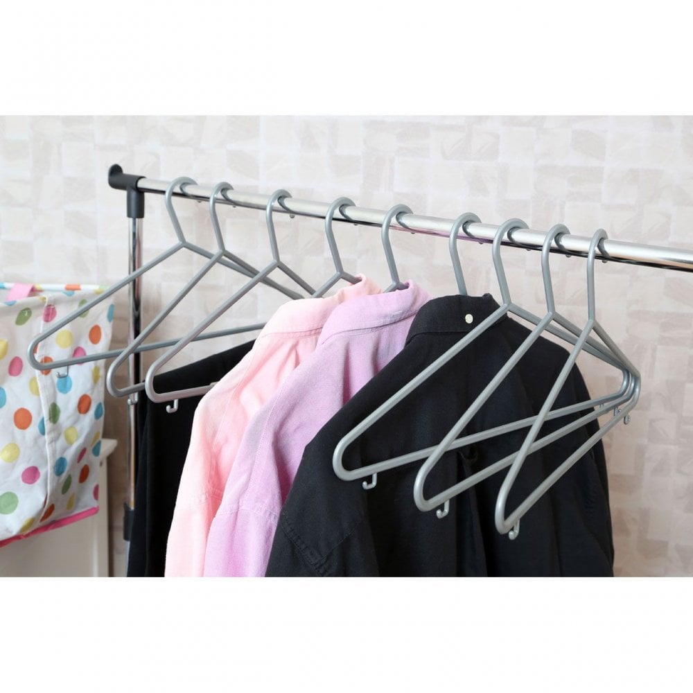 Grey Plastic Adult Hangers - Set Of 10