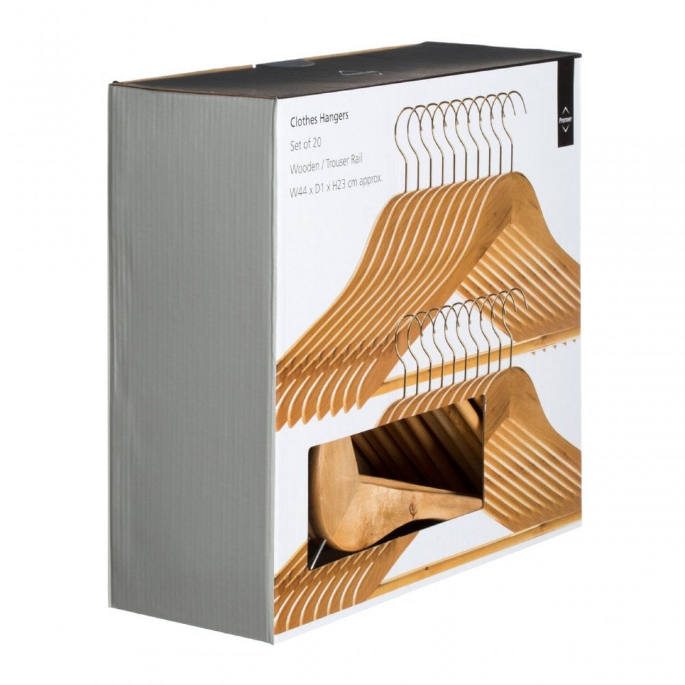 Wooden Clothes Hangers - Set Of 20