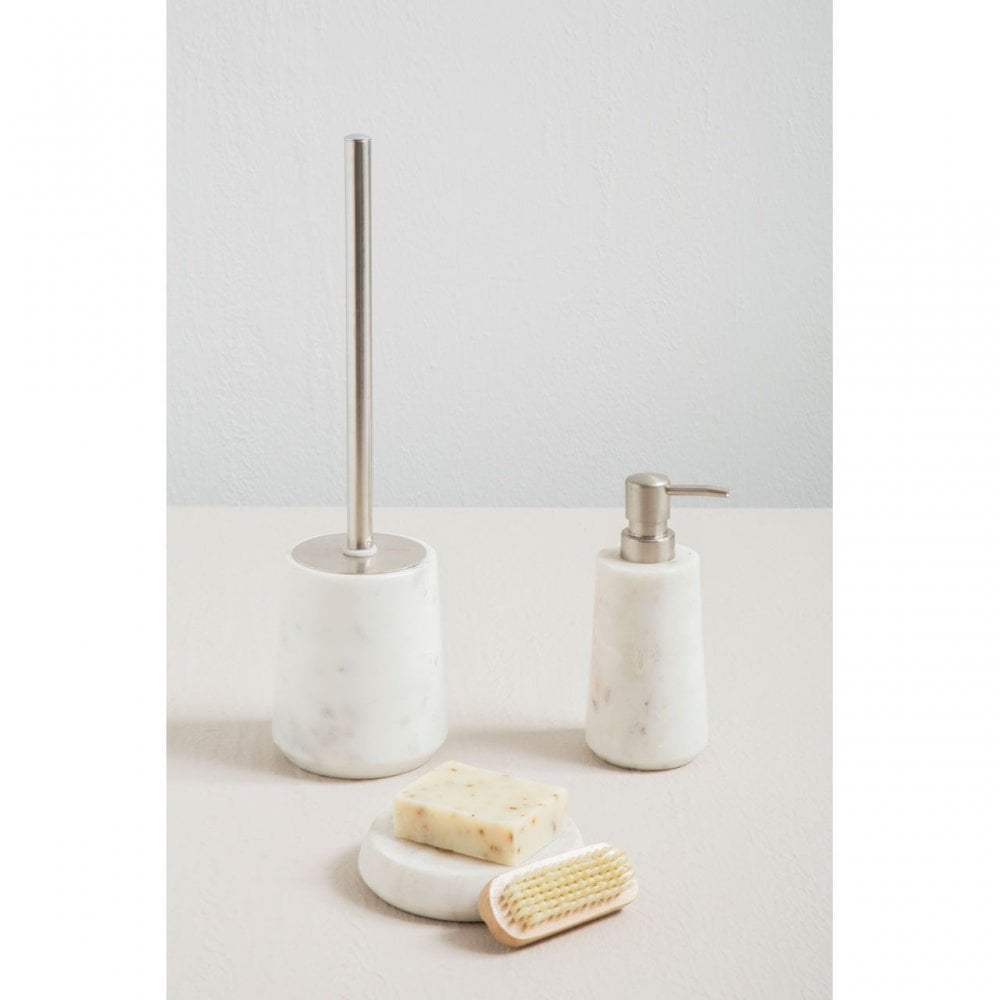 Marble And Off-White Toilet Brush