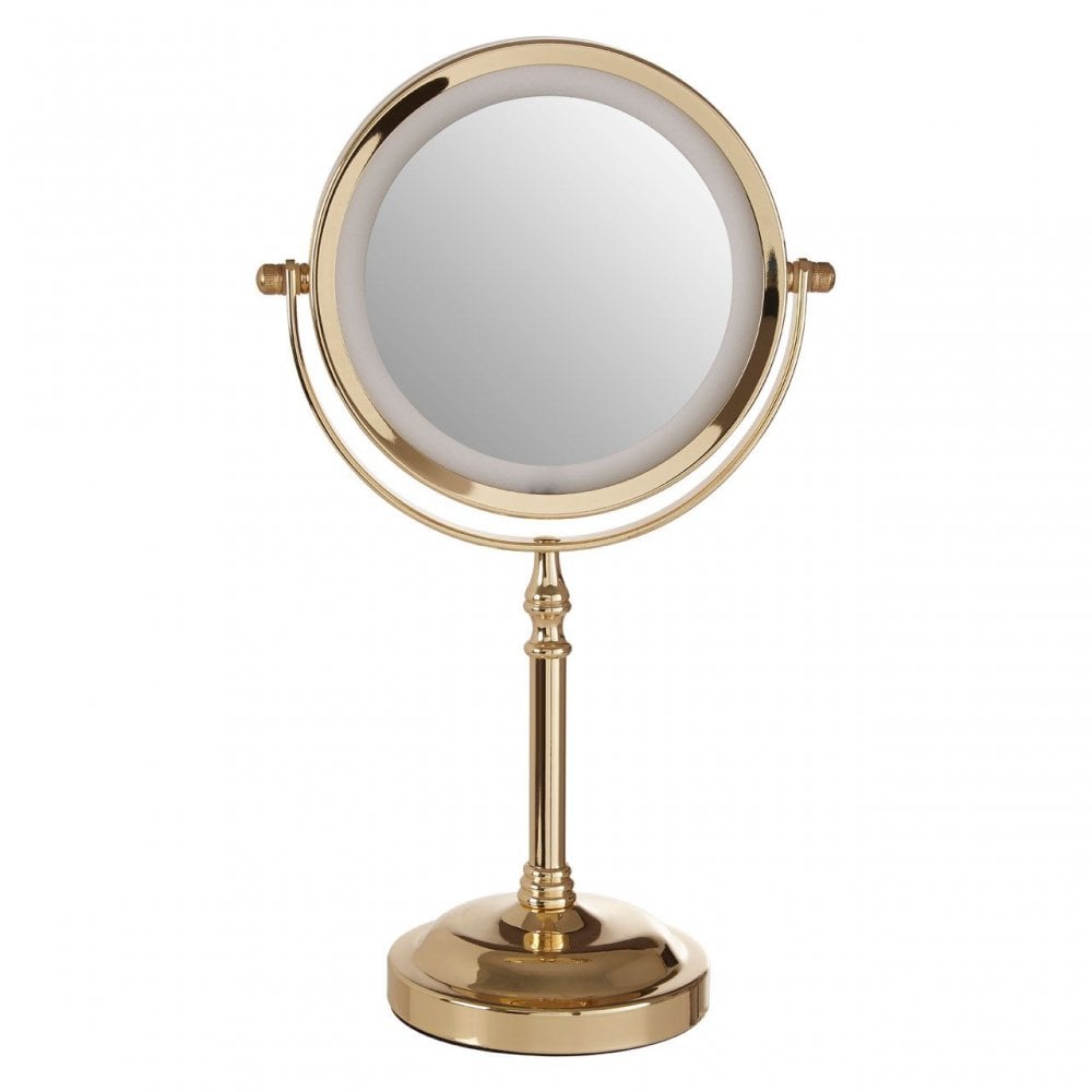 Cassini Gold Colour Iron Led Table Mirror