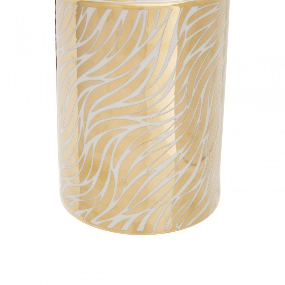 Doria Small White And Gold Finish Jar