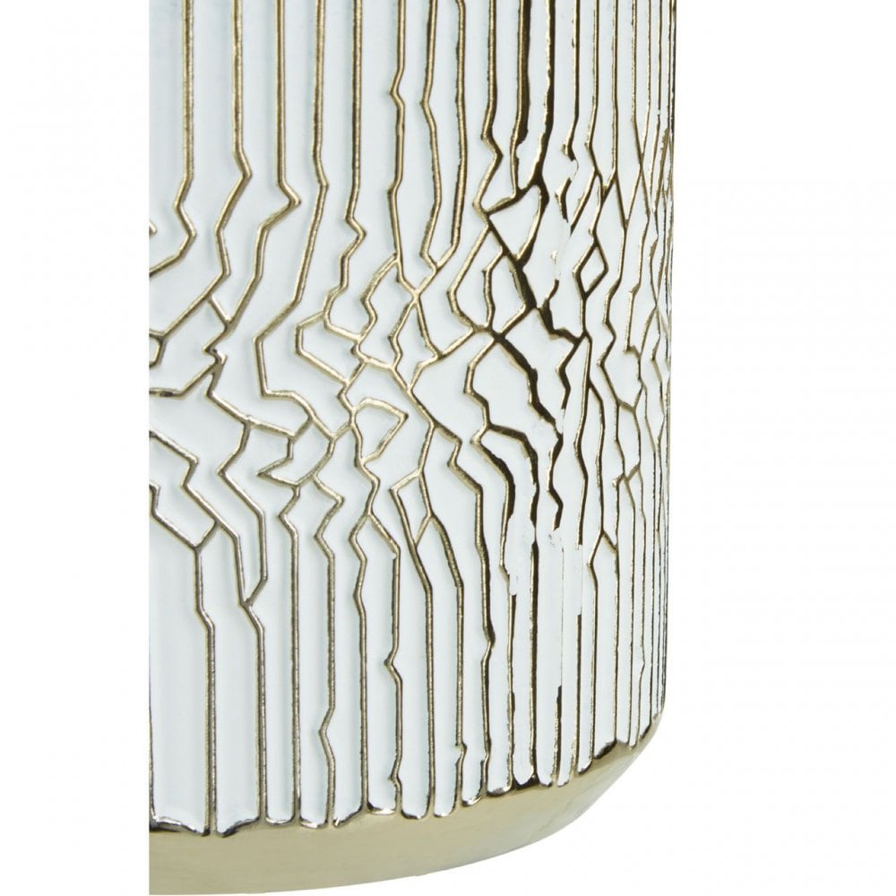 Honna Small White Gold Ceramic Planter