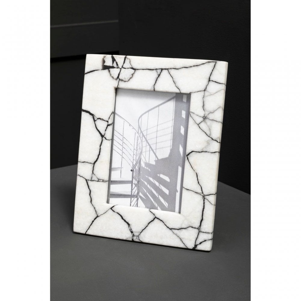 Marmara Large Black And White Marble Photo Frame