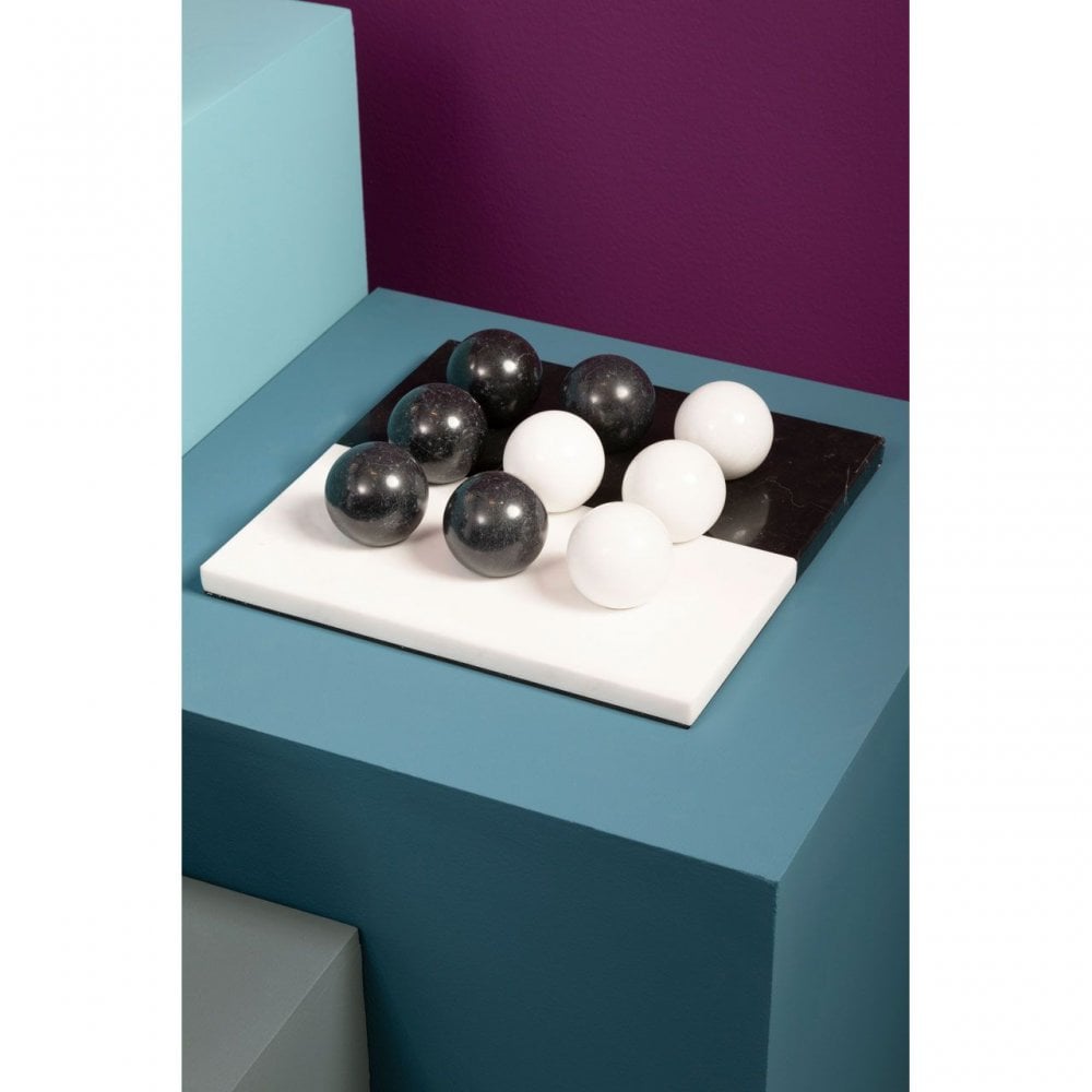 Flos Black And White Tic Tac Toe Marble Game
