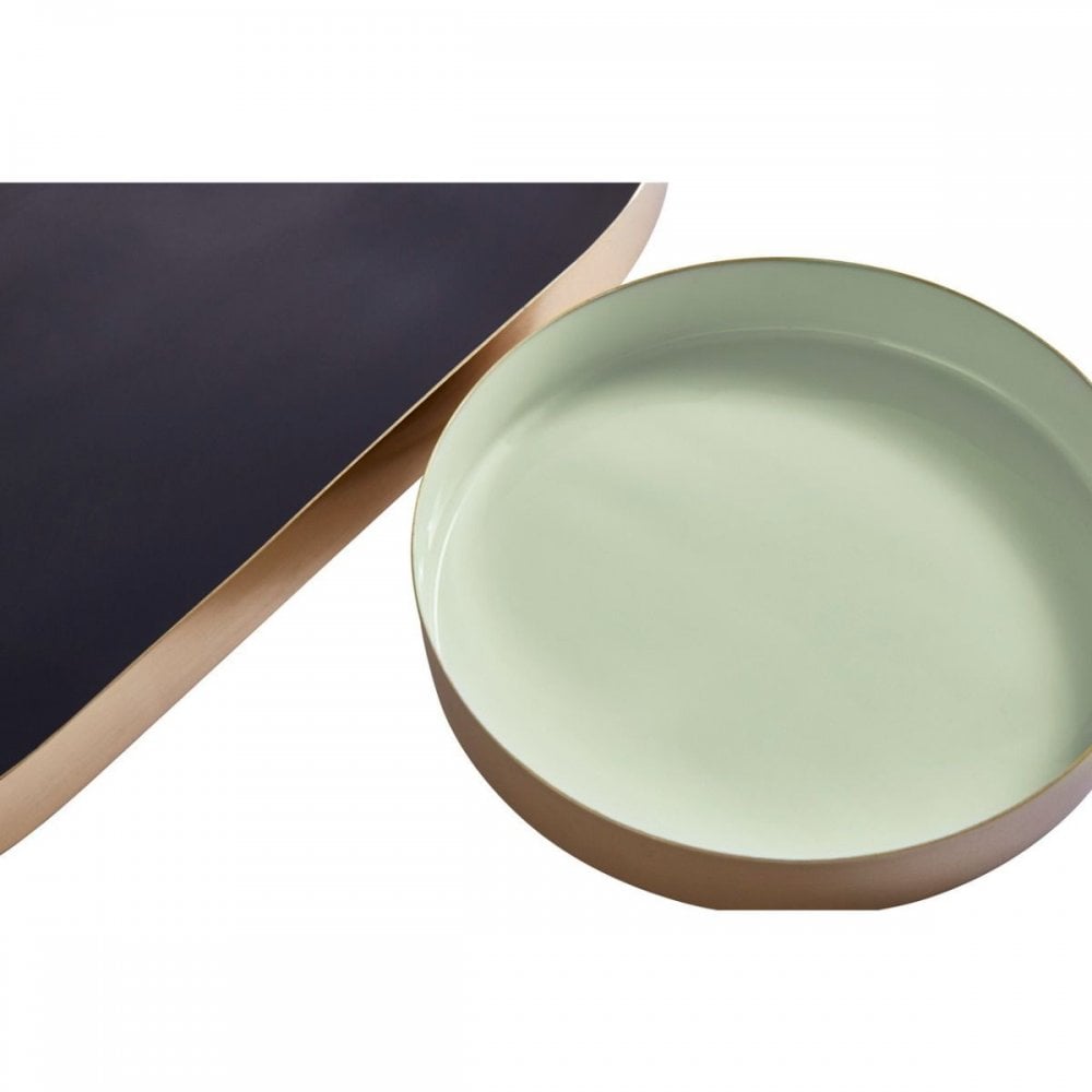 Elva Set Of 2 Navy & Gold Trays