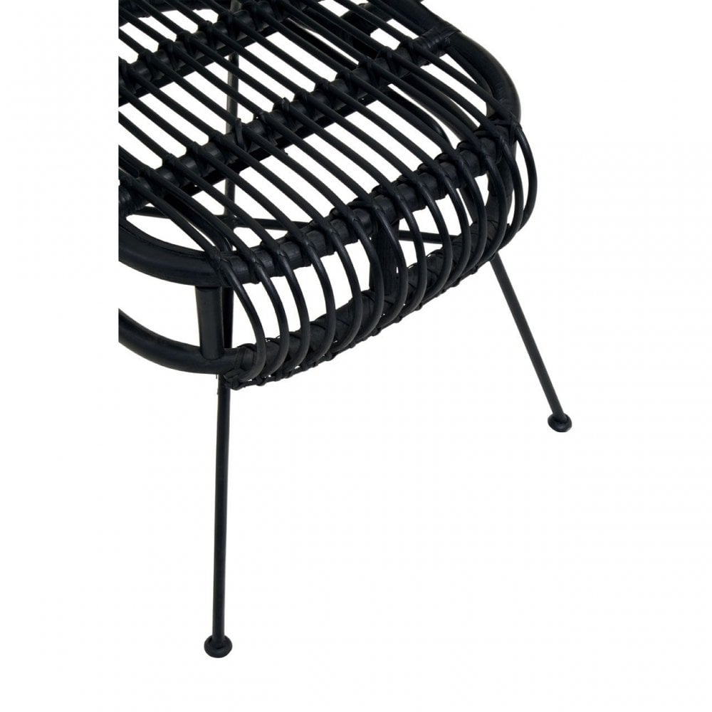Java Black Rattan Scalloped Back Chair
