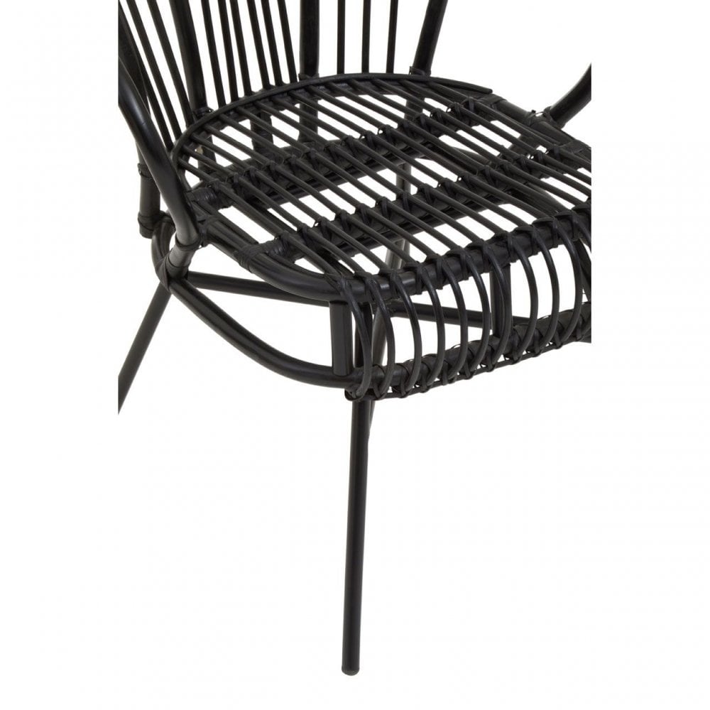 Java Black Rattan Scalloped Back Chair