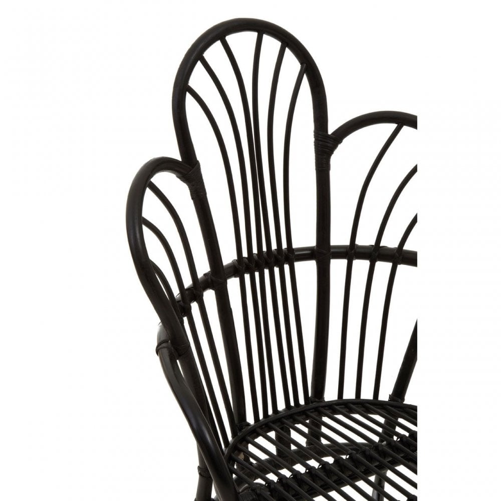 Java Black Rattan Scalloped Back Chair