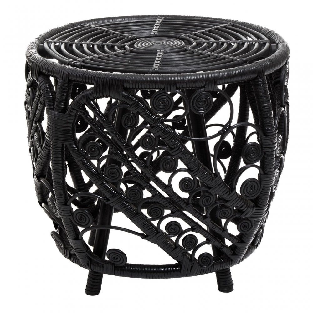Mataram Black Rattan Stool