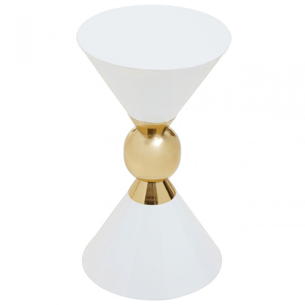 Jaipur White And Gold Finish Side Table