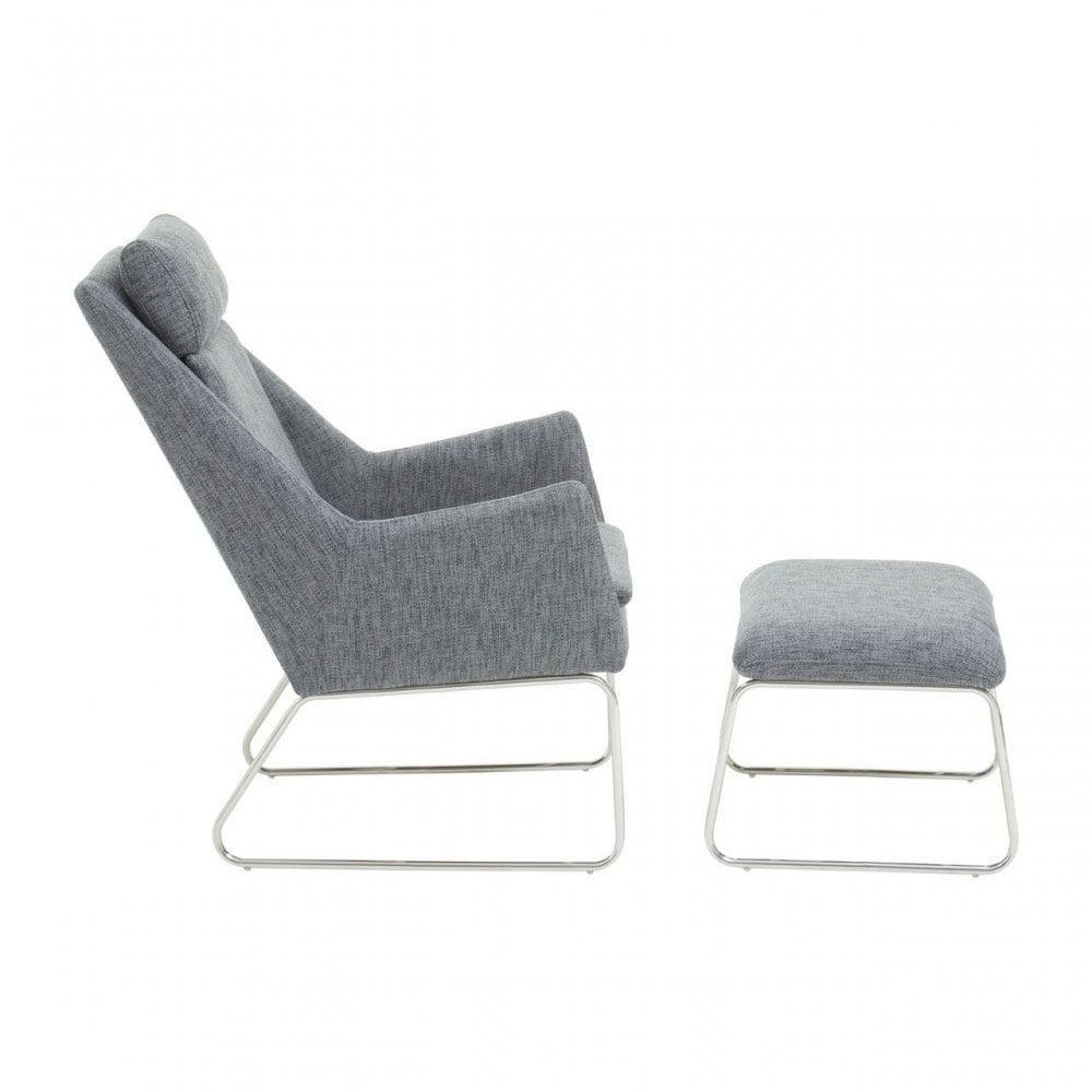 Azalea Grey Fabric Chair And Footstool