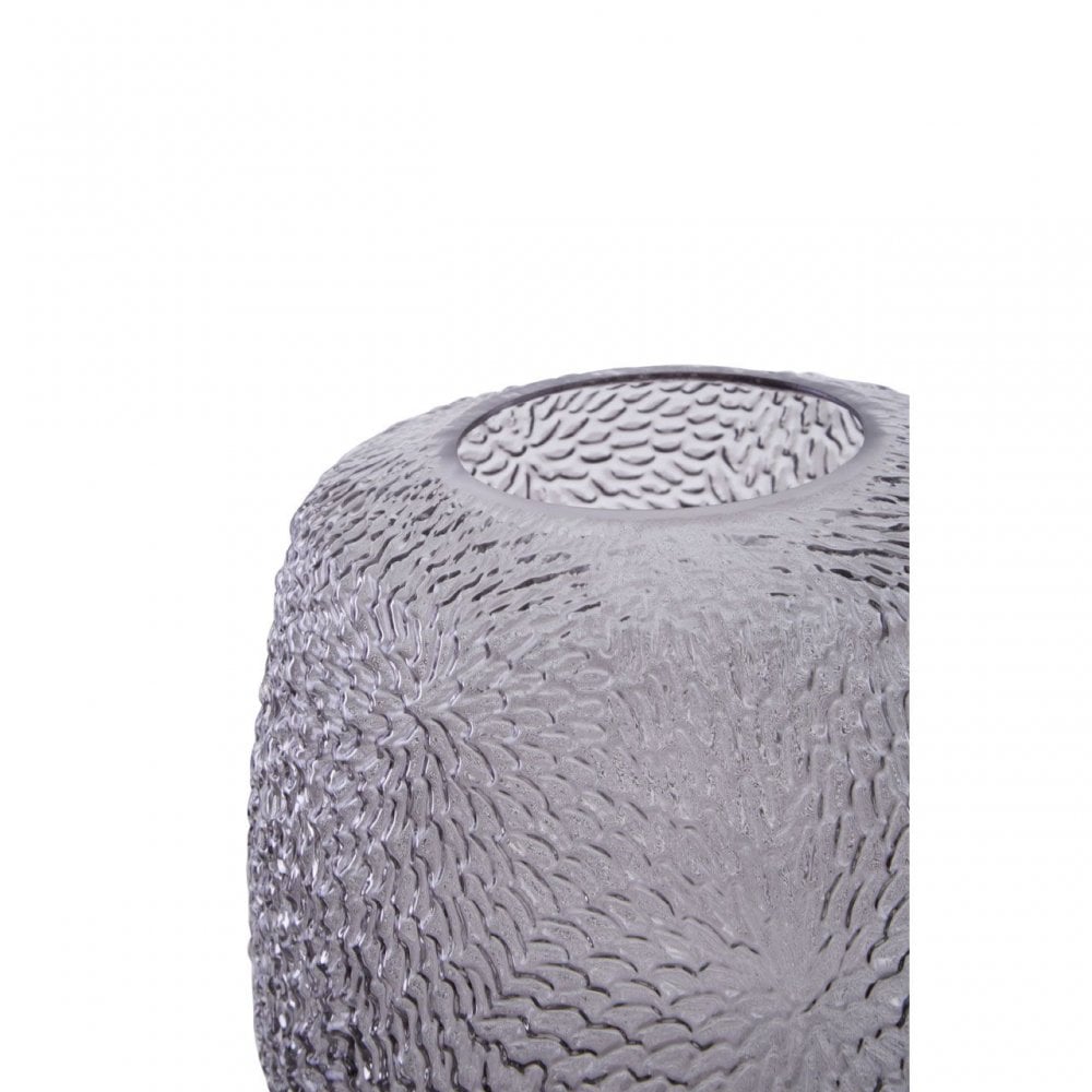 Colbie Medium Embossed Grey Glass Vase