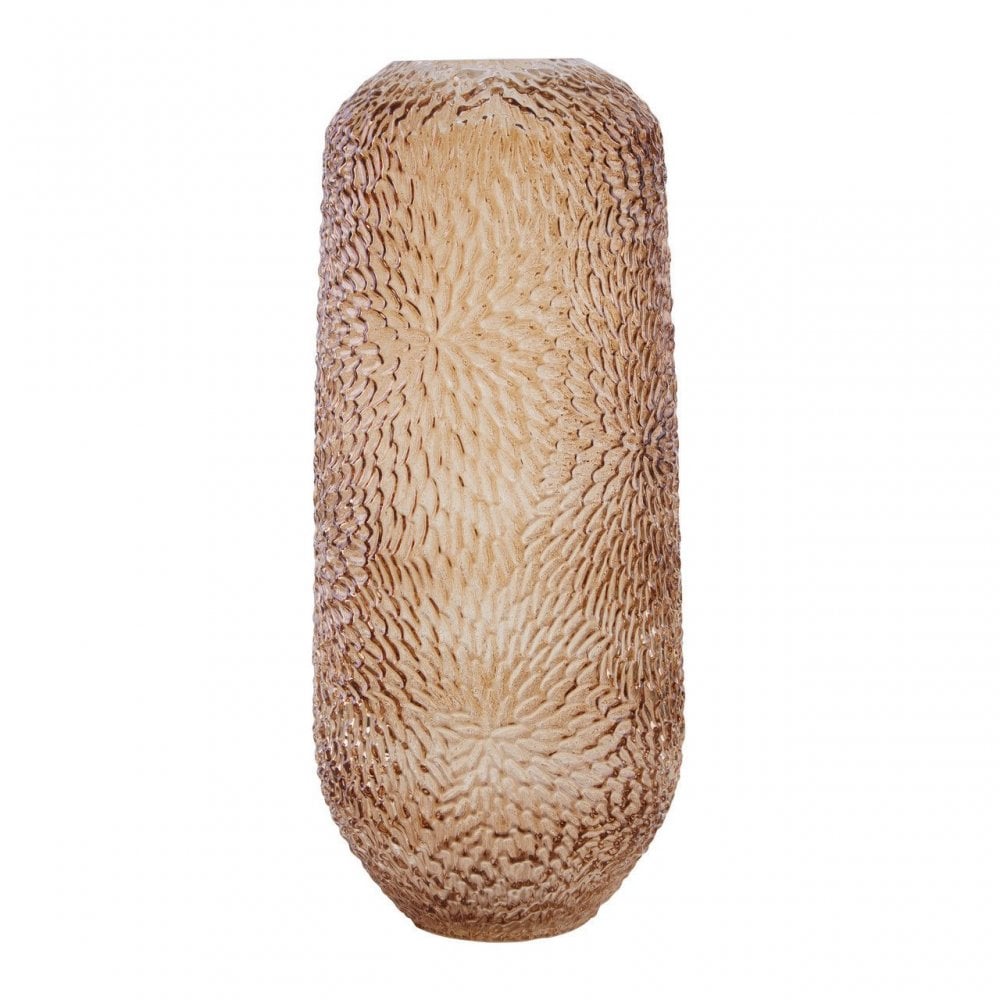Colbie Large Embossed Amber Glass Vase