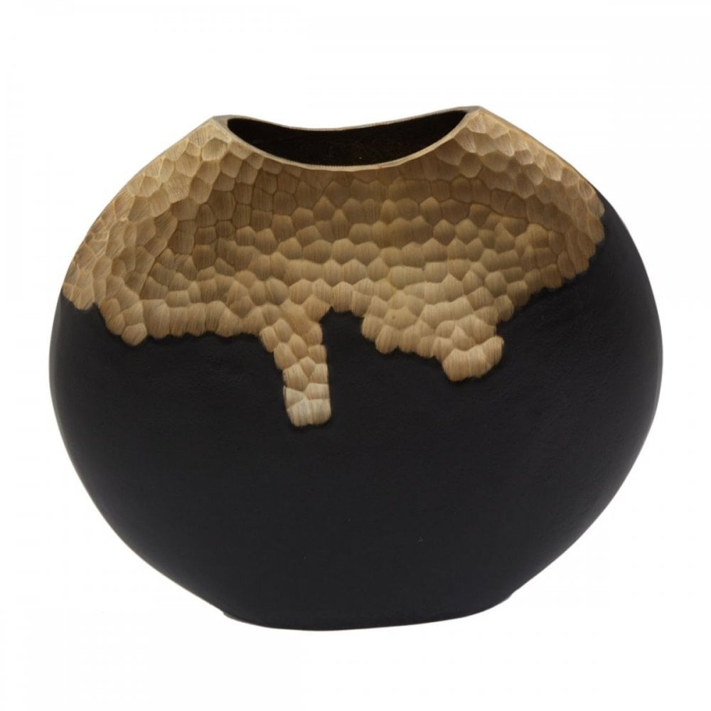 Daito Large Black Gold Round Vase
