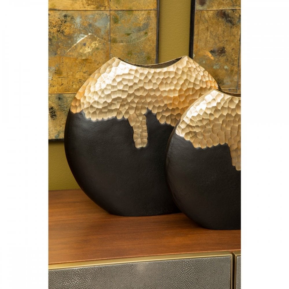 Daito Large Black Gold Round Vase