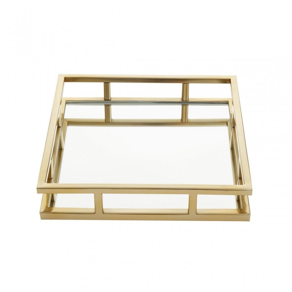 Cruzar Square Gold Finish Tray