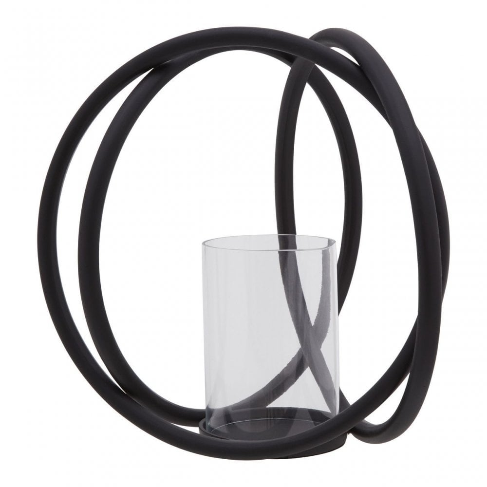 Aura Matte Black Medium Candle Holder