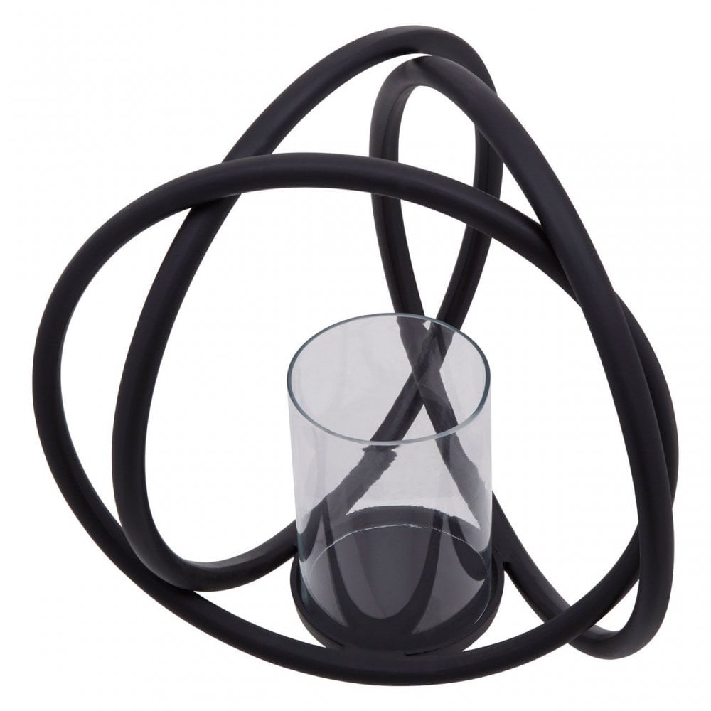 Aura Matte Black Medium Candle Holder