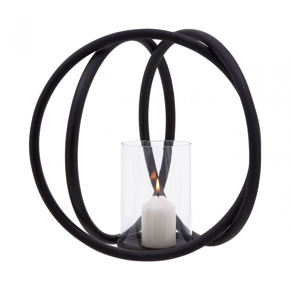 Aura Matte Black Medium Candle Holder