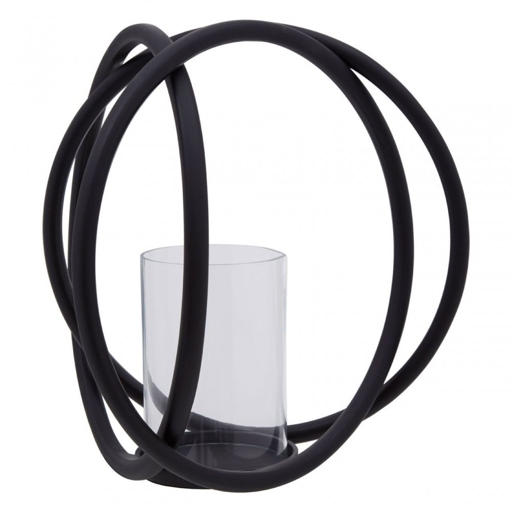 Aura Matte Black Medium Candle Holder