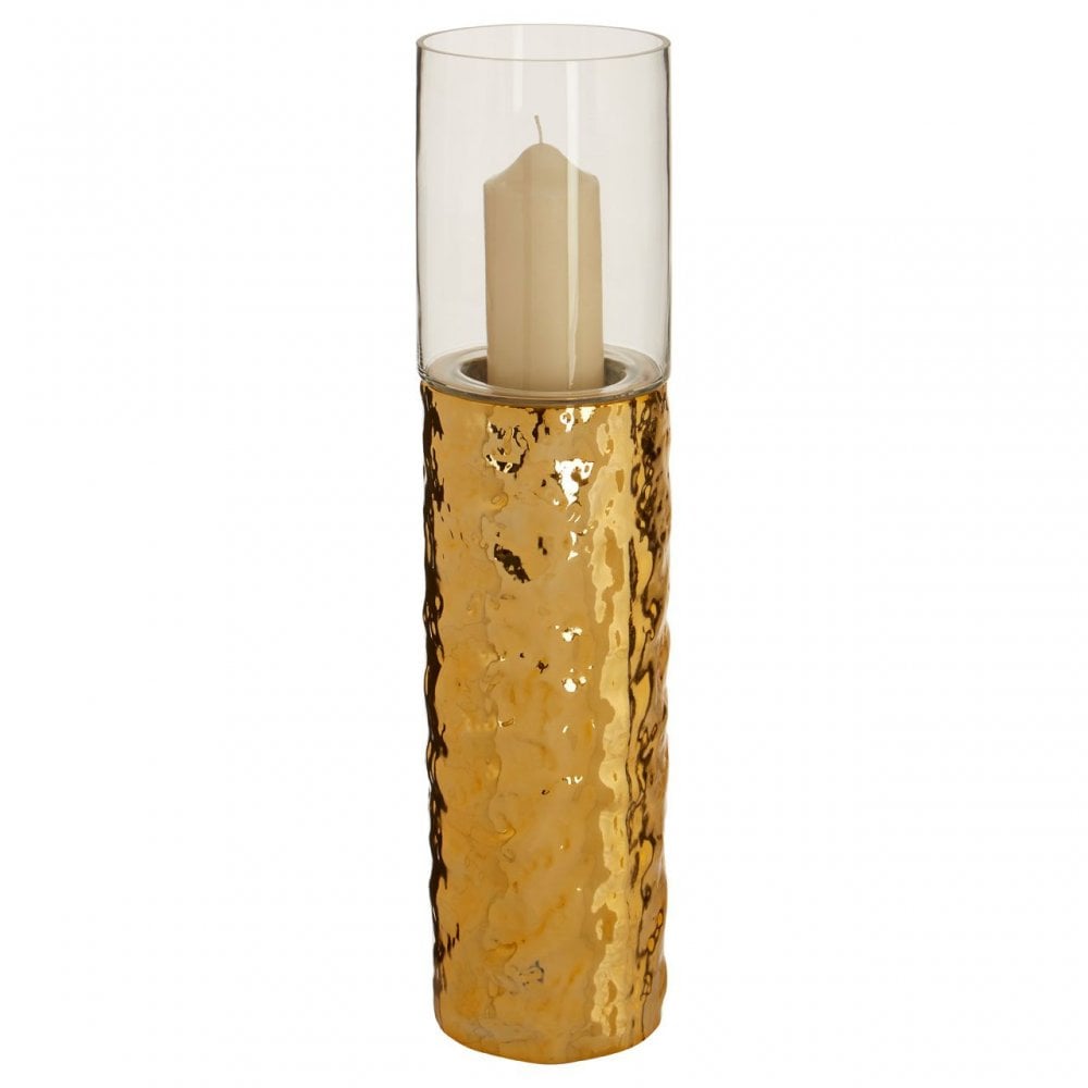 Martele Large Pillar Gold Candle Holder