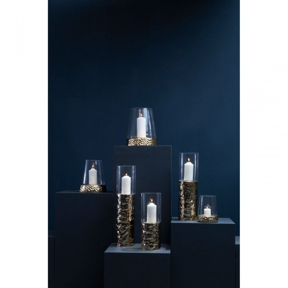 Martele Large Pillar Gold Candle Holder