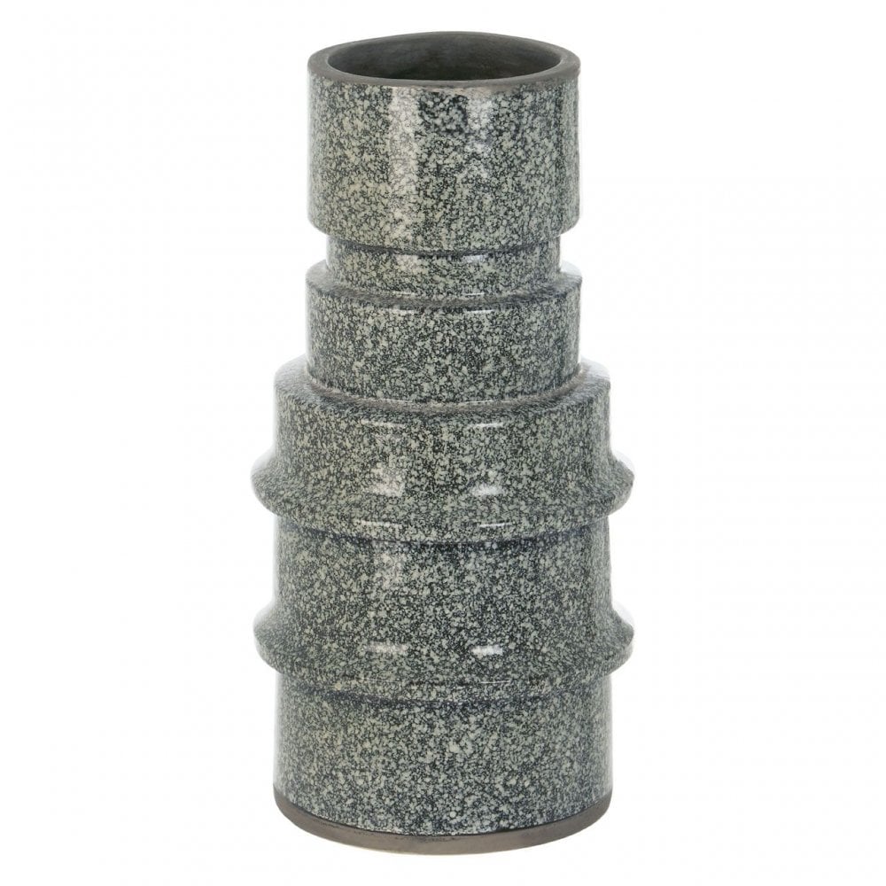 Kaga Grey Speckled Earthenware Vase