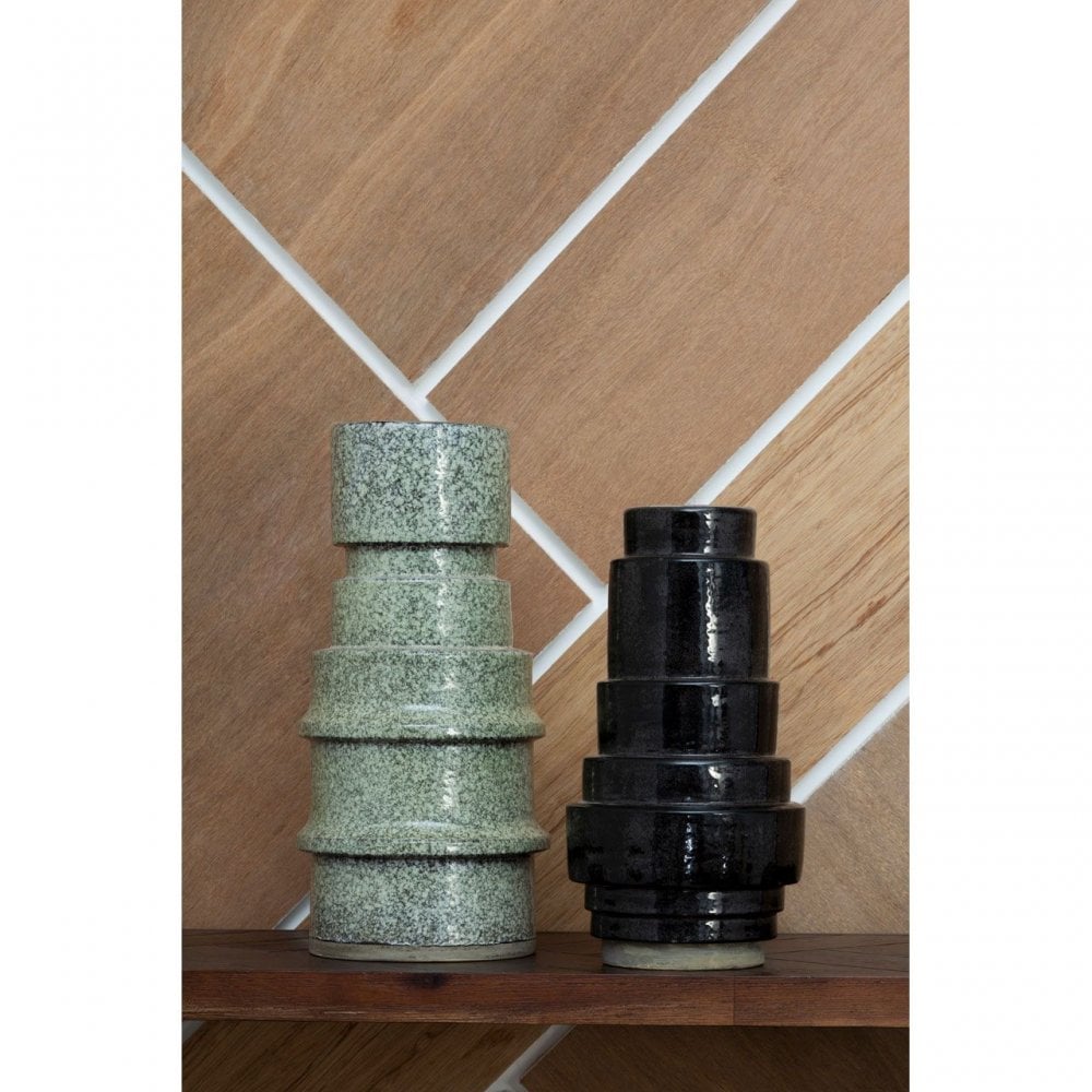 Kaga Grey Speckled Earthenware Vase