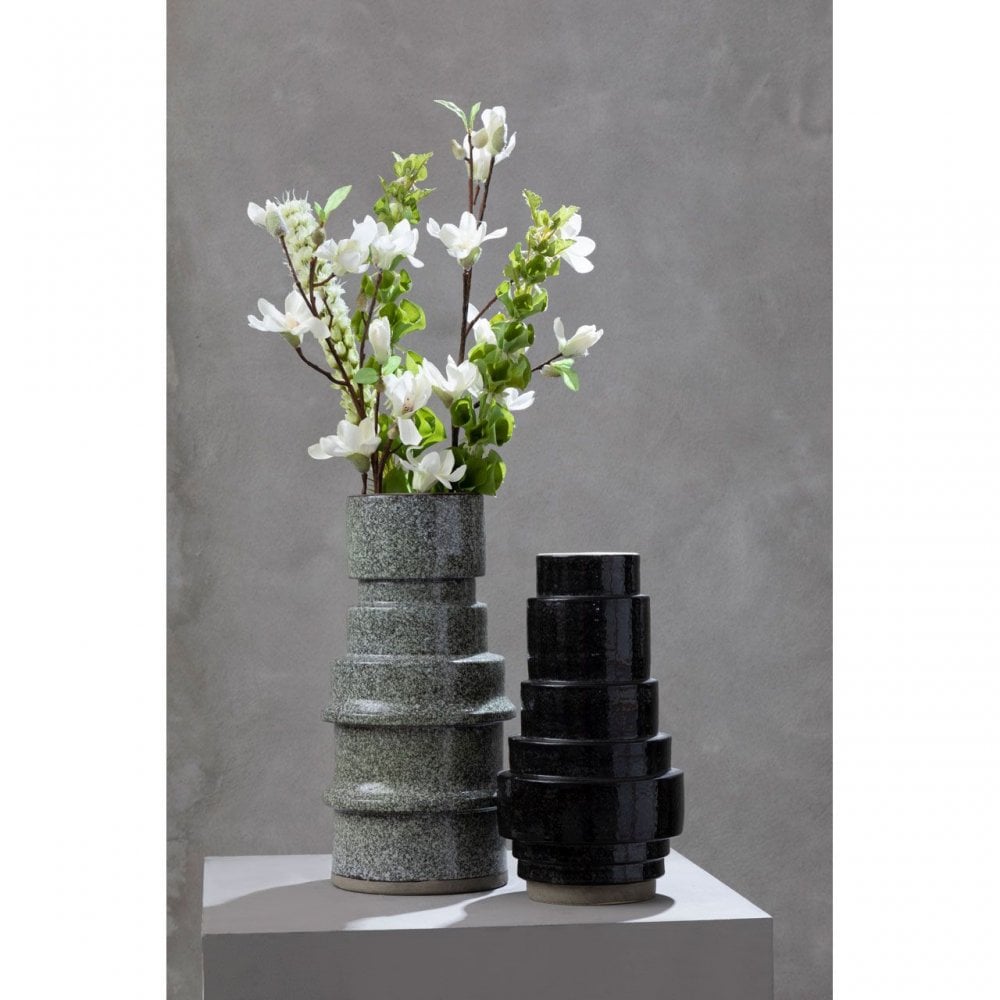 Kaga Grey Speckled Earthenware Vase