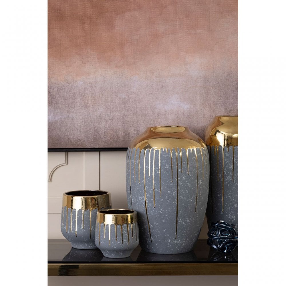 Cyrus Grey And Gold Finish Planter