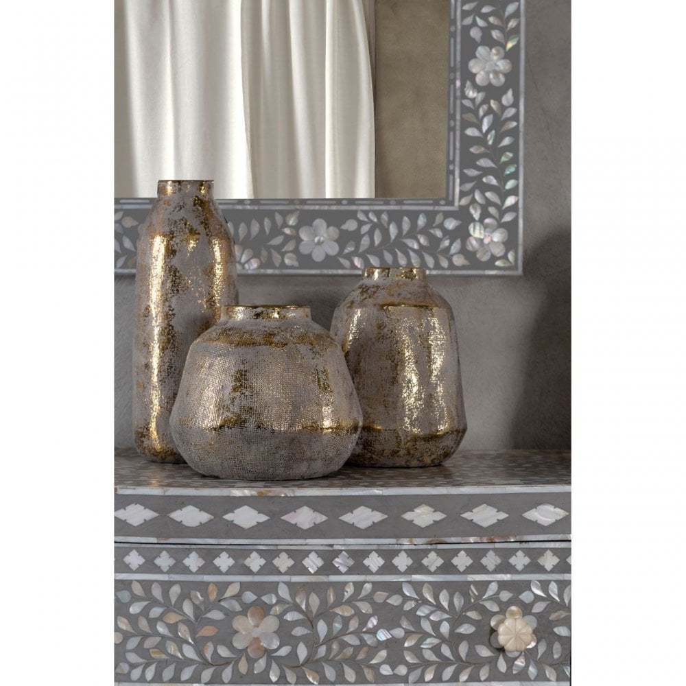 Orvena Small Grey Gold Finish Ceramic Vase